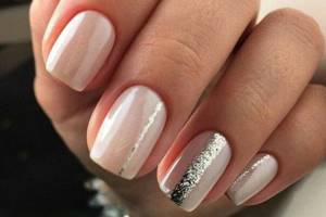 Milky manicure with design