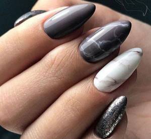 Manicure for long almond-shaped nails