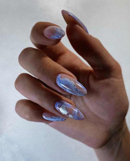 Manicure for long nails with streaks