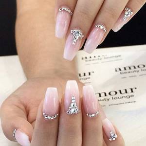 ombre manicure with rhinestones