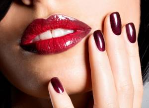 Manicure with lipstick