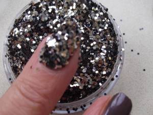 manicure with glitter and polish