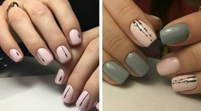 Manicure with stripes and dots