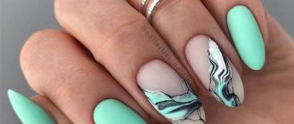 Manicure with different colors on hands