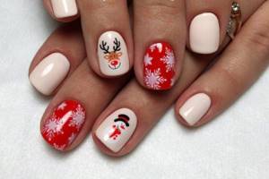 Manicure with drawings for New Year 2021