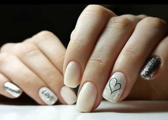 Manicure with a heart for March 8
