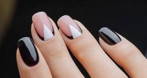 manicure with triangular holes and reverse French