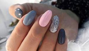 Gray and pink manicure - ideas for beautiful designs with photos