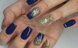 blue and gold manicure