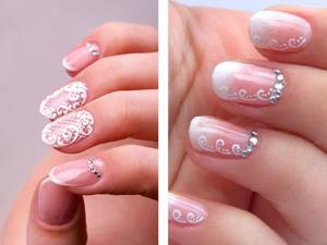 Manicure with rhinestones