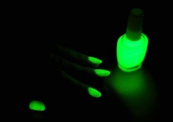 Manicure made with glowing varnish