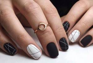 Matte finish - Black and white manicure