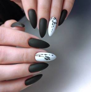 Matte finish - Black and white manicure