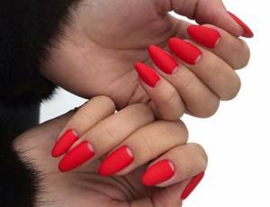 Matte red manicure