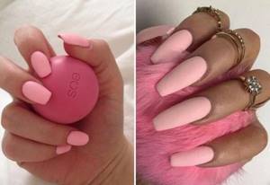 Матовый розовый дизайн ногтей