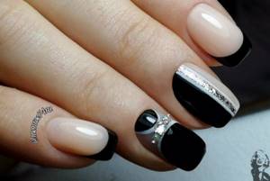 Milky manicure with black