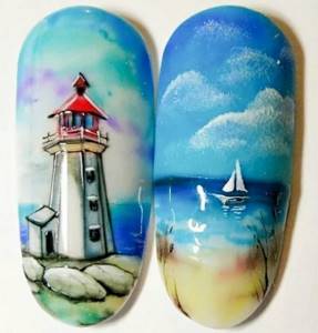 nautical watercolor nail art ideas