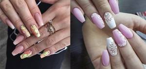 Extended nails in the shape of a “ballerina”