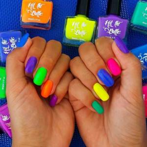 Neon manicure in different colors