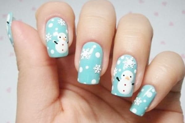 Nails for New Year 2017 - snowmen