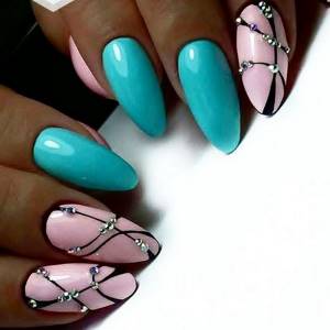 New nail art solutions in turquoise shade - best design photos