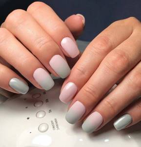 Ombre on short nails - photo