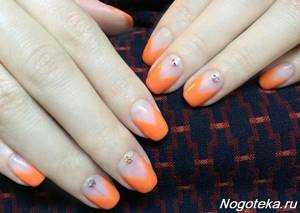 Orange French manicure