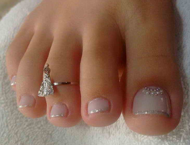 elegant French pedicure