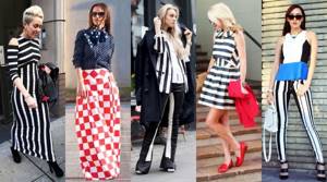 Stripes, checks and graphic combinations of several shades in clothing