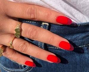 Transparent red manicure