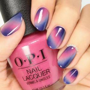 Multi-colored ombre on nails - photo