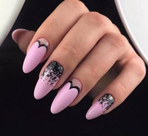 pink and black manicure