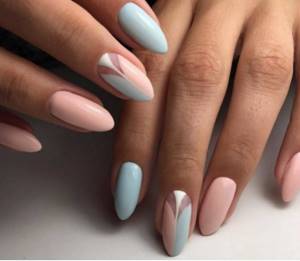 Pink blue manicure