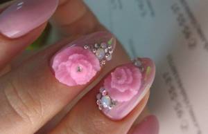 pink modeling on nails