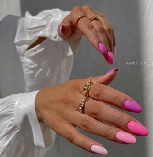 Pink summer manicure