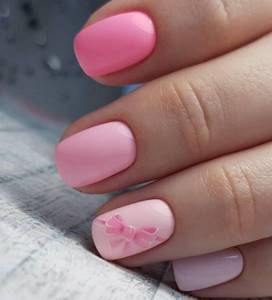 Pink manicure for short nails