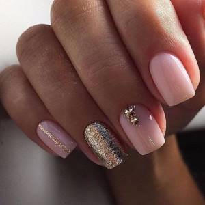 Pink manicure for square nails