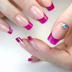 Pink manicure extended on forms