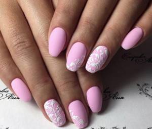 Pink manicure with design
