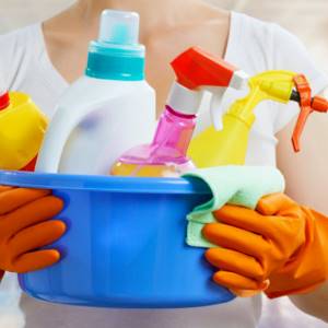 Hands are protected from direct contact with household chemicals