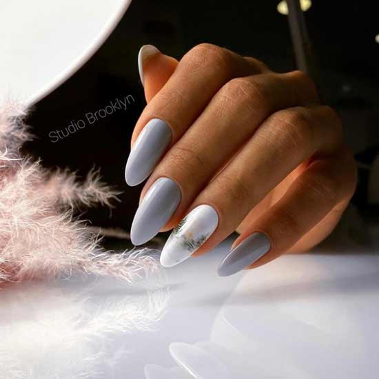 Gray white elegant manicure