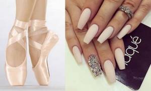 Similarity of nail shape with pointe shoes