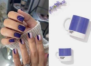 Blue purple manicure design