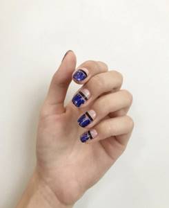 Blue foil manicure
