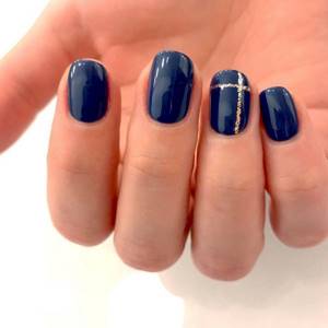blue and gold manicure