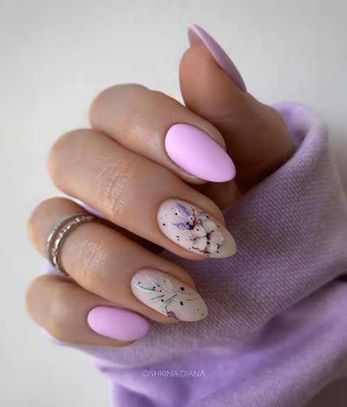 Lilac translucent manicure