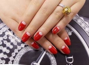 Combination with other types of design solutions with classic moon manicure