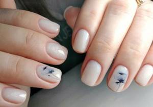 Light manicure with drawings 2021