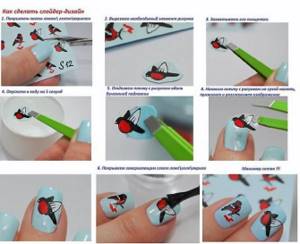 Technology of applying water stickers to nails.