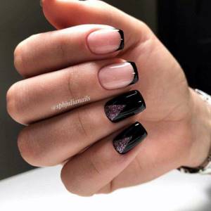 Dark manicure for short nails 2021